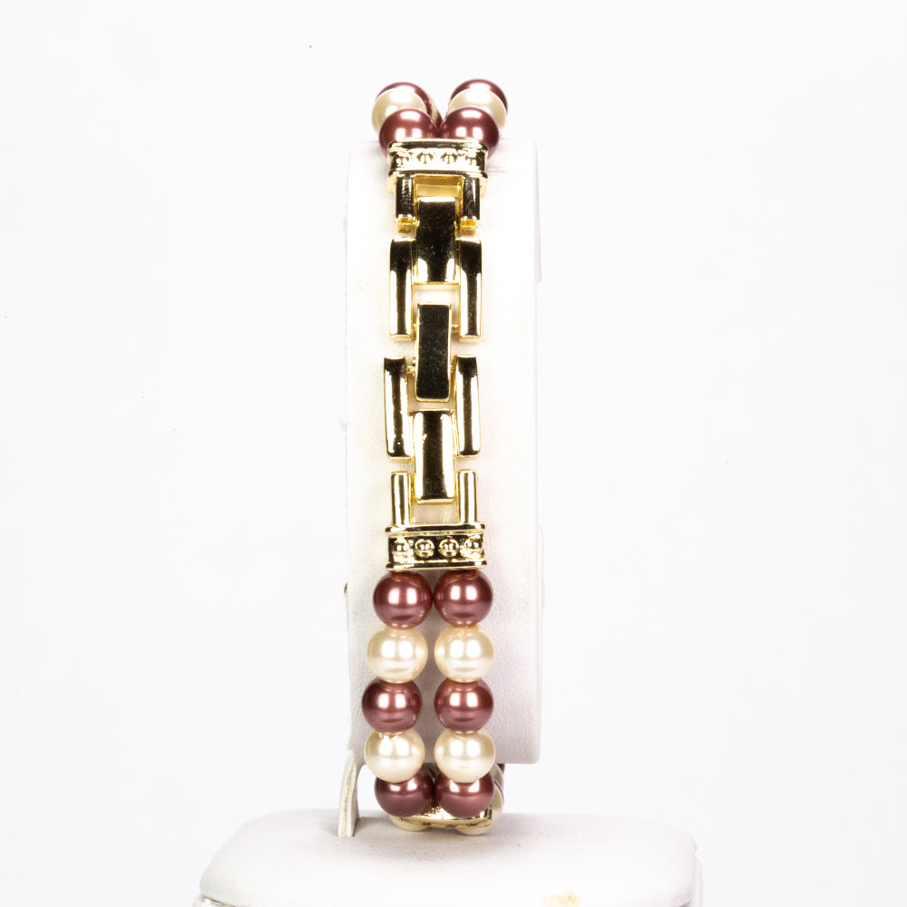 Conjunto de Aleación Bañado en Oro con Perla Marrón ( Collar +Pendientes +Colgante )