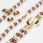 Conjunto de Aleación Bañado en Oro con Perla Marrón ( Collar +Pendientes +Colgante )