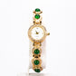Conjunto de Aleación Bañado en Oro con Jadeíta verde del Río Marsden y Cristal Emporia® Blanco ( Pulsera )