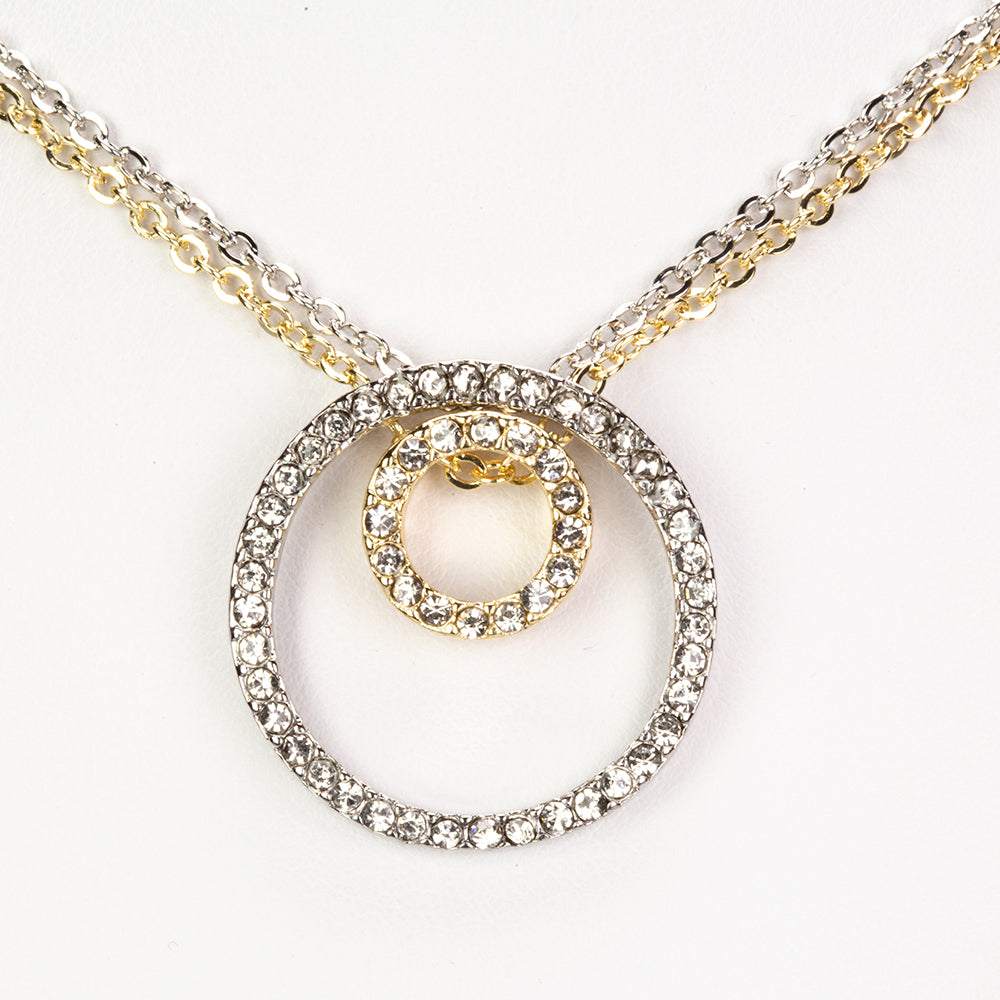 Conjunto de Aleación Bañado en Oro con Cristal Emporia® Blanco ( Collar +Pendientes +Colgante )
