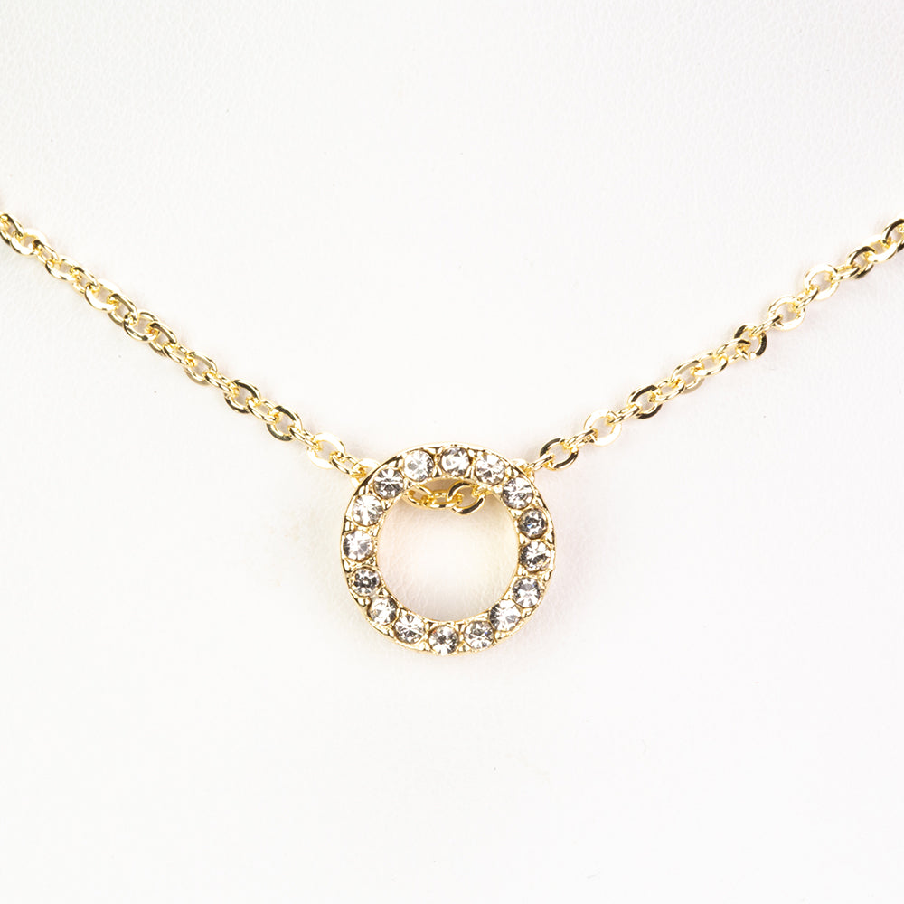 Conjunto de Aleación Bañado en Oro con Cristal Emporia® Blanco ( Collar +Pendientes +Colgante )