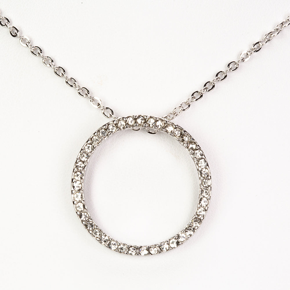 Conjunto de Aleación Bañado en Oro con Cristal Emporia® Blanco ( Collar +Pendientes +Colgante ) 6 