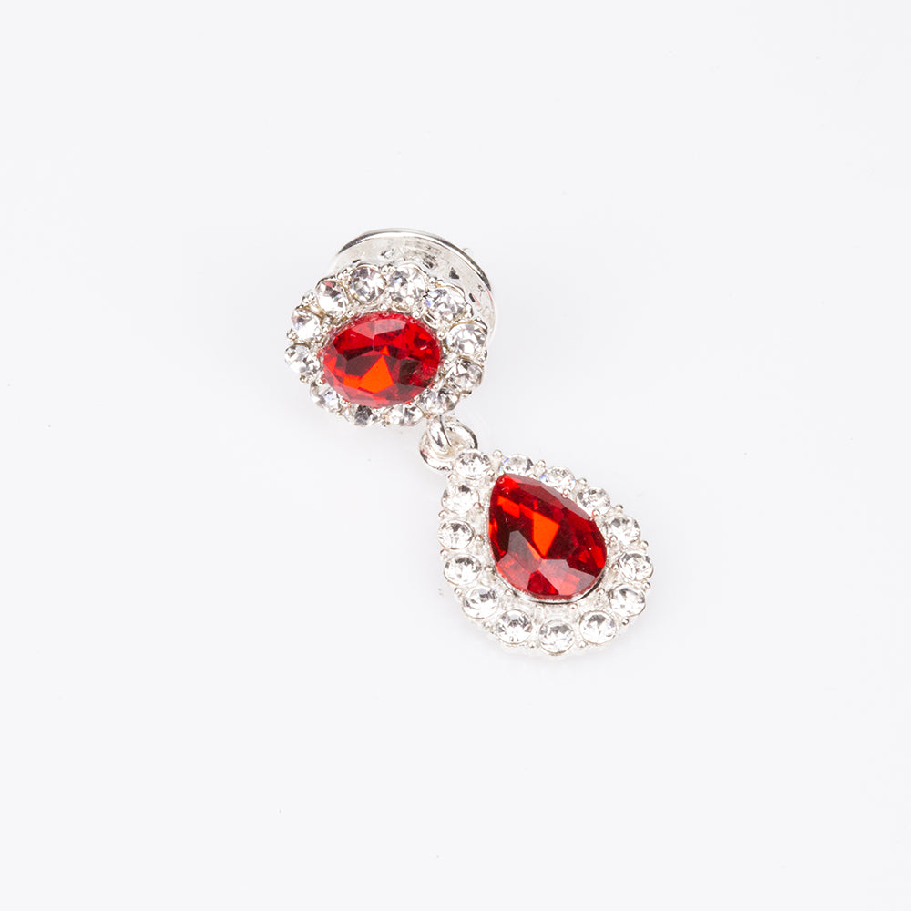Conjunto de Aleación Bañado en Oro Blanco con Cristal Emporia® Rojo y Cristal Emporia® Blanco ( Collar +Pendientes ) 3 