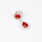 Conjunto de Aleación Bañado en Oro Blanco con Cristal Emporia® Rojo y Cristal Emporia® Blanco ( Collar +Pendientes )