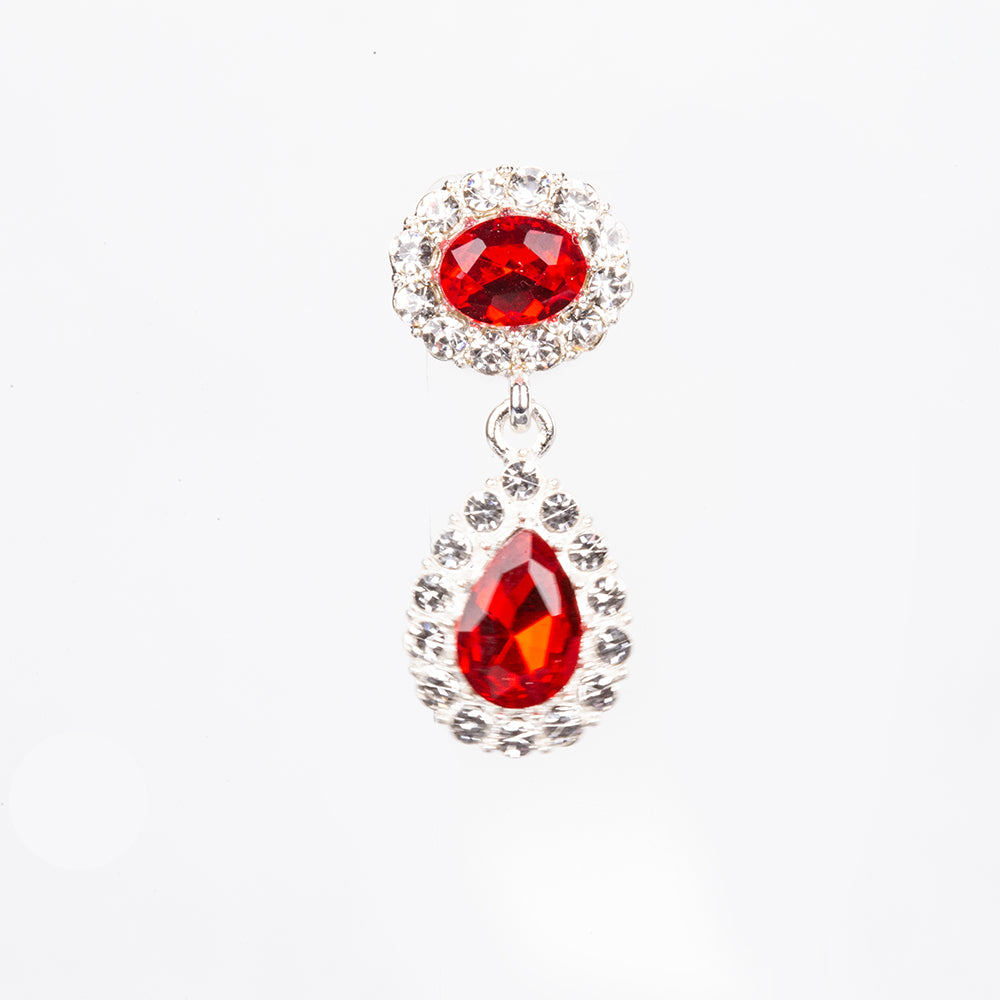 Conjunto de Aleación Bañado en Oro Blanco con Cristal Emporia® Rojo y Cristal Emporia® Blanco ( Collar +Pendientes )