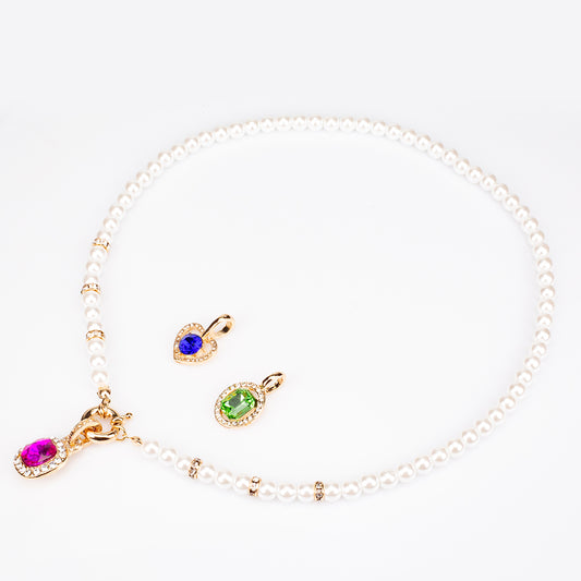 Conjunto de Aleación Bañado en Oro con Cristal Emporia® Rojo y Cristal Emporia® Azul