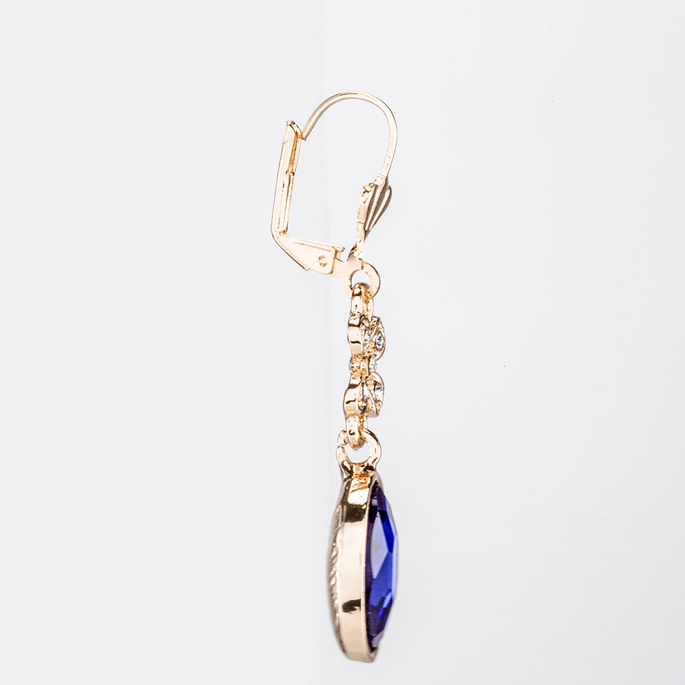 Conjunto de Joyas enchapadas en Oro con Cristal Emporia® Azul Marino y Cristal Emporia® Blanco (Collar + Pendientes) 3 