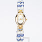 Conjunto de Aleación Bañado en Oro con Perla Blanca y Cristal Emporia® Azul ( Collar +Pendientes +Pulsera )
