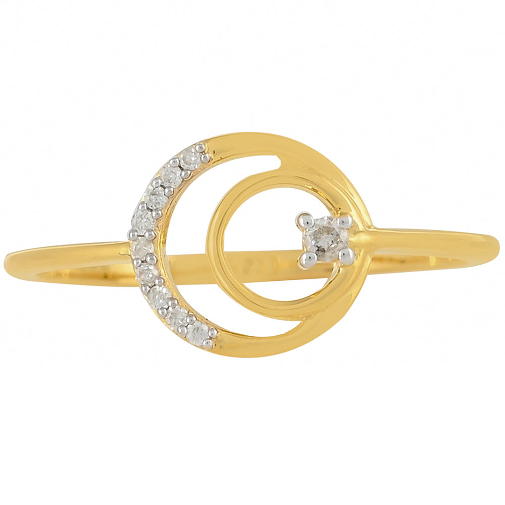 Anillo de Plata Bañada en Oro con Diamante blanco 1 