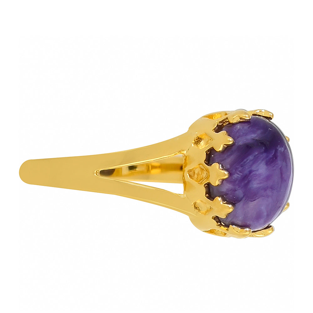 Anillo de Plata Bañada en Oro con Charoita 2 