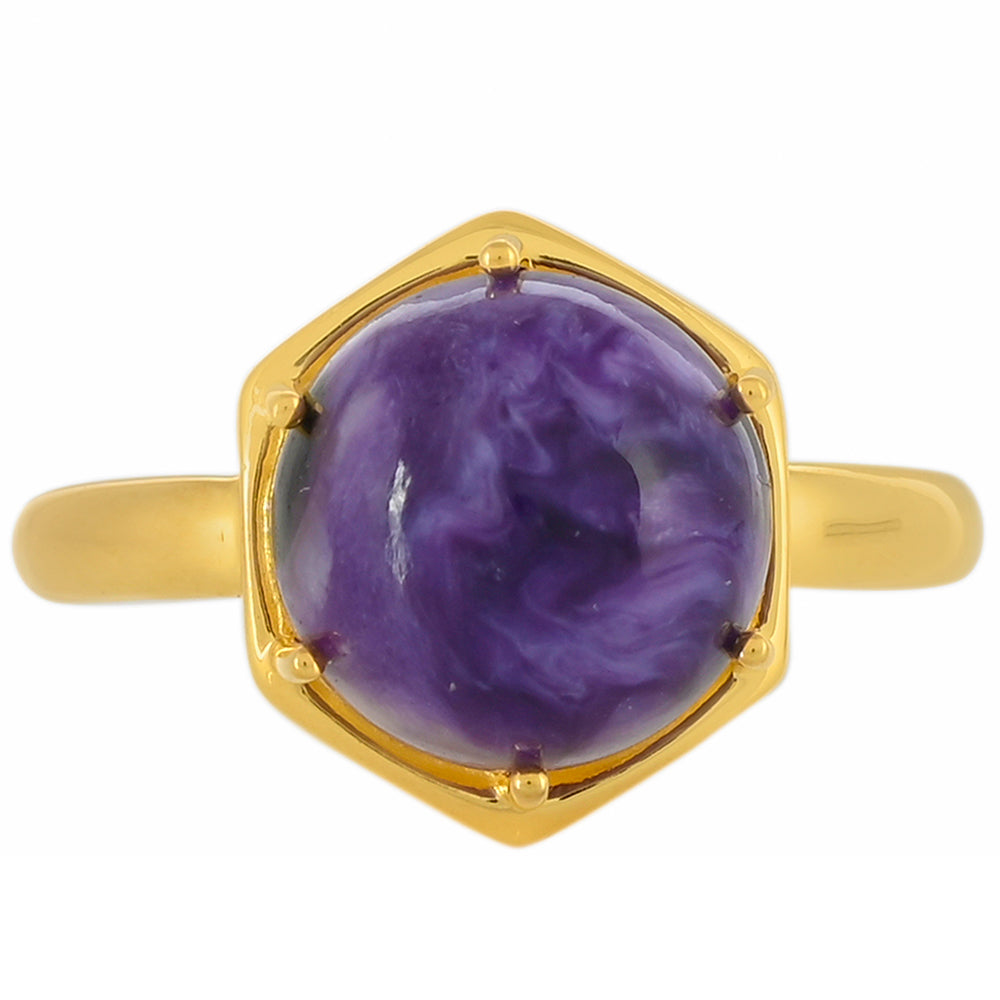 Anillo de Plata Bañada en Oro con Charoita 1 