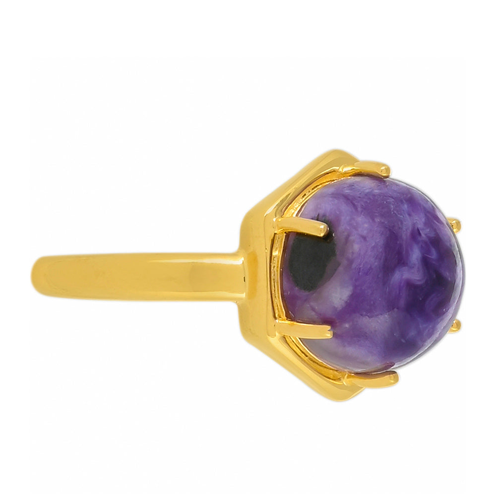 Anillo de Plata Bañada en Oro con Charoita 2 