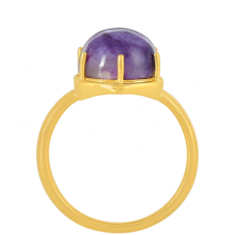 Anillo de Plata Bañada en Oro con Charoita