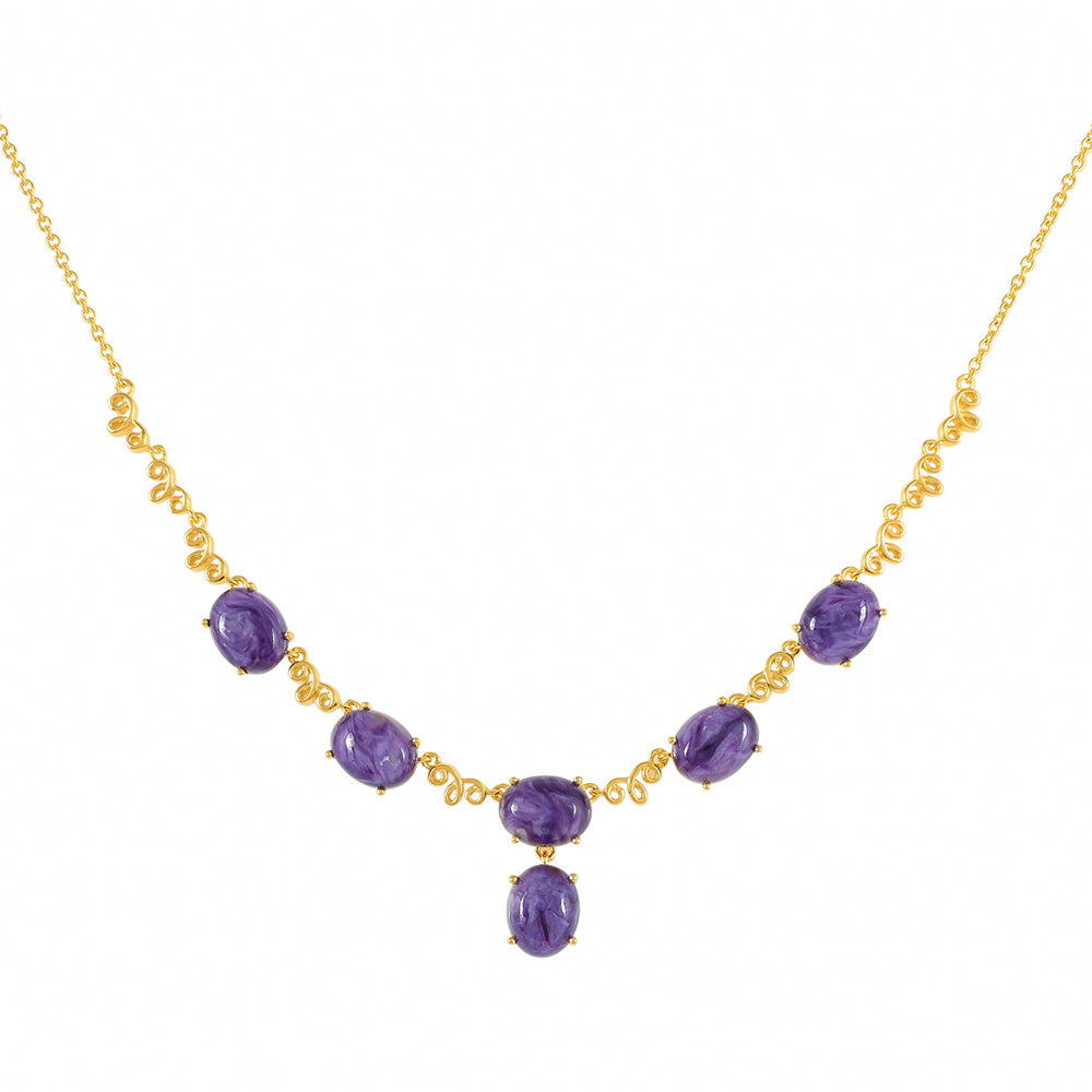 Collar de Plata Bañada en Oro con Charoita 1 