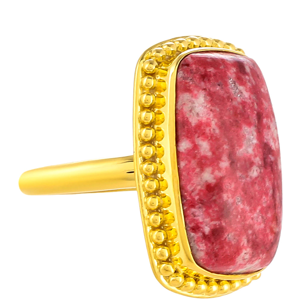 Anillo de Plata Bañada en Oro con Thulita 2 
