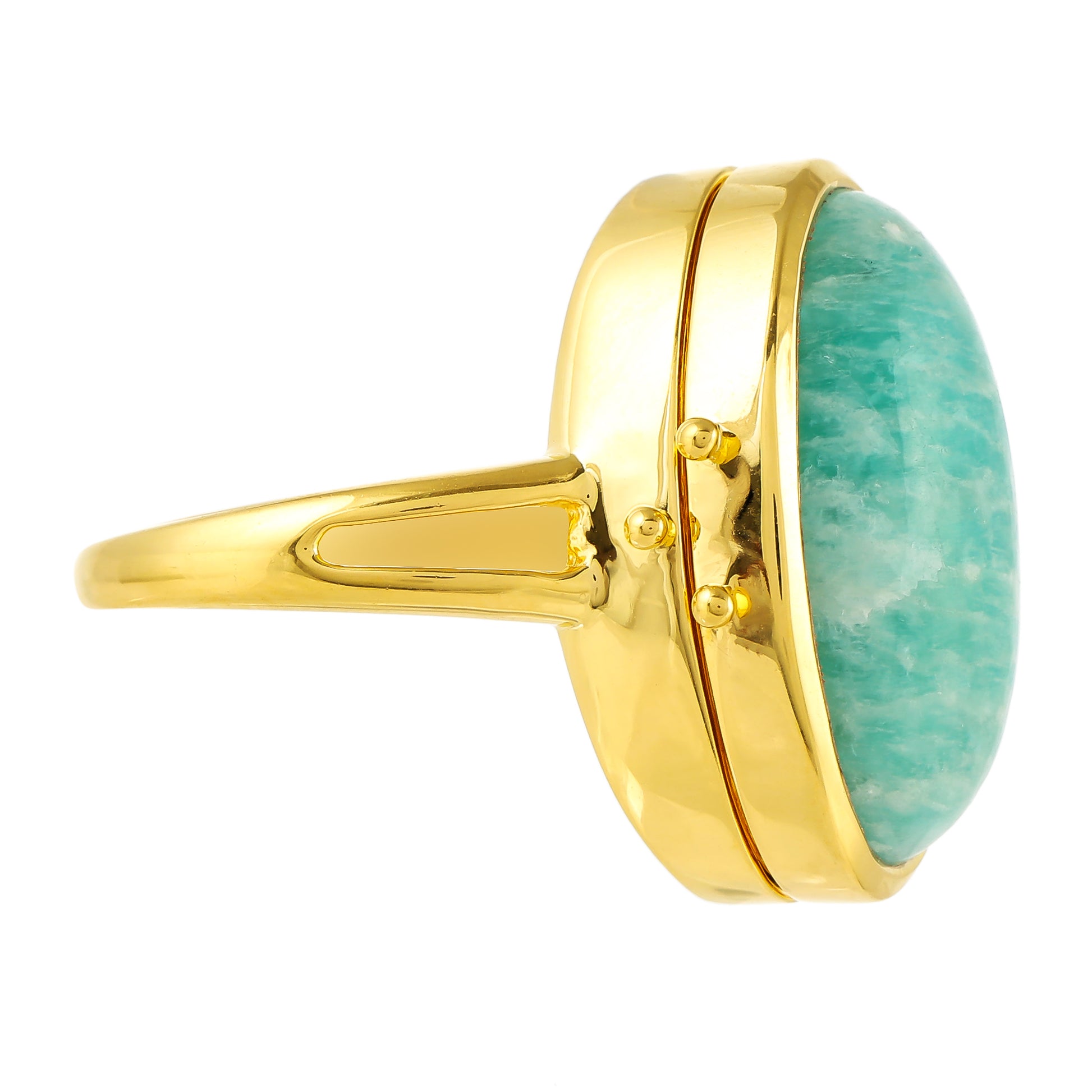 Anillo de Plata Bañada en Oro con Amazonita 2 
