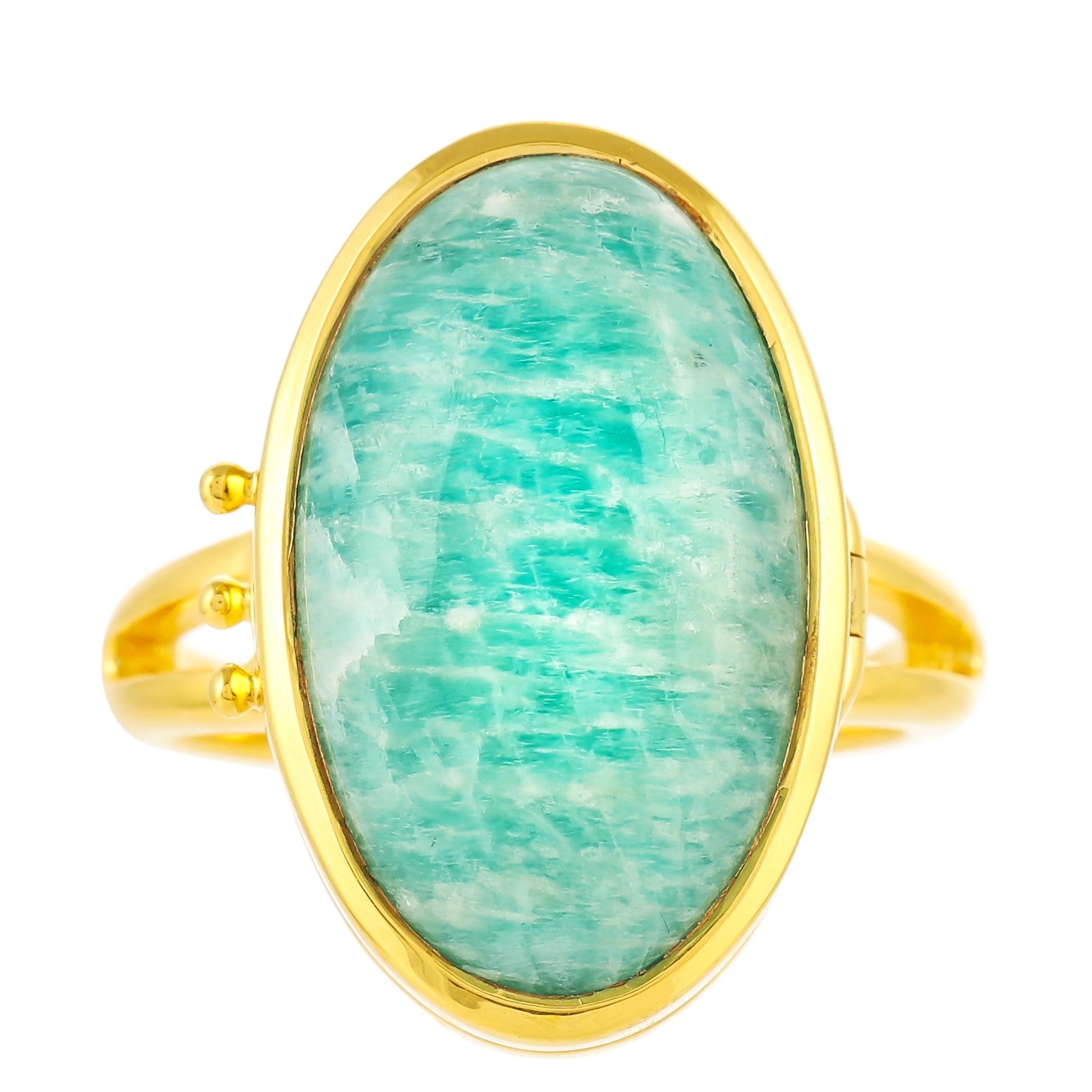 Anillo de Plata Bañada en Oro con Amazonita 1 