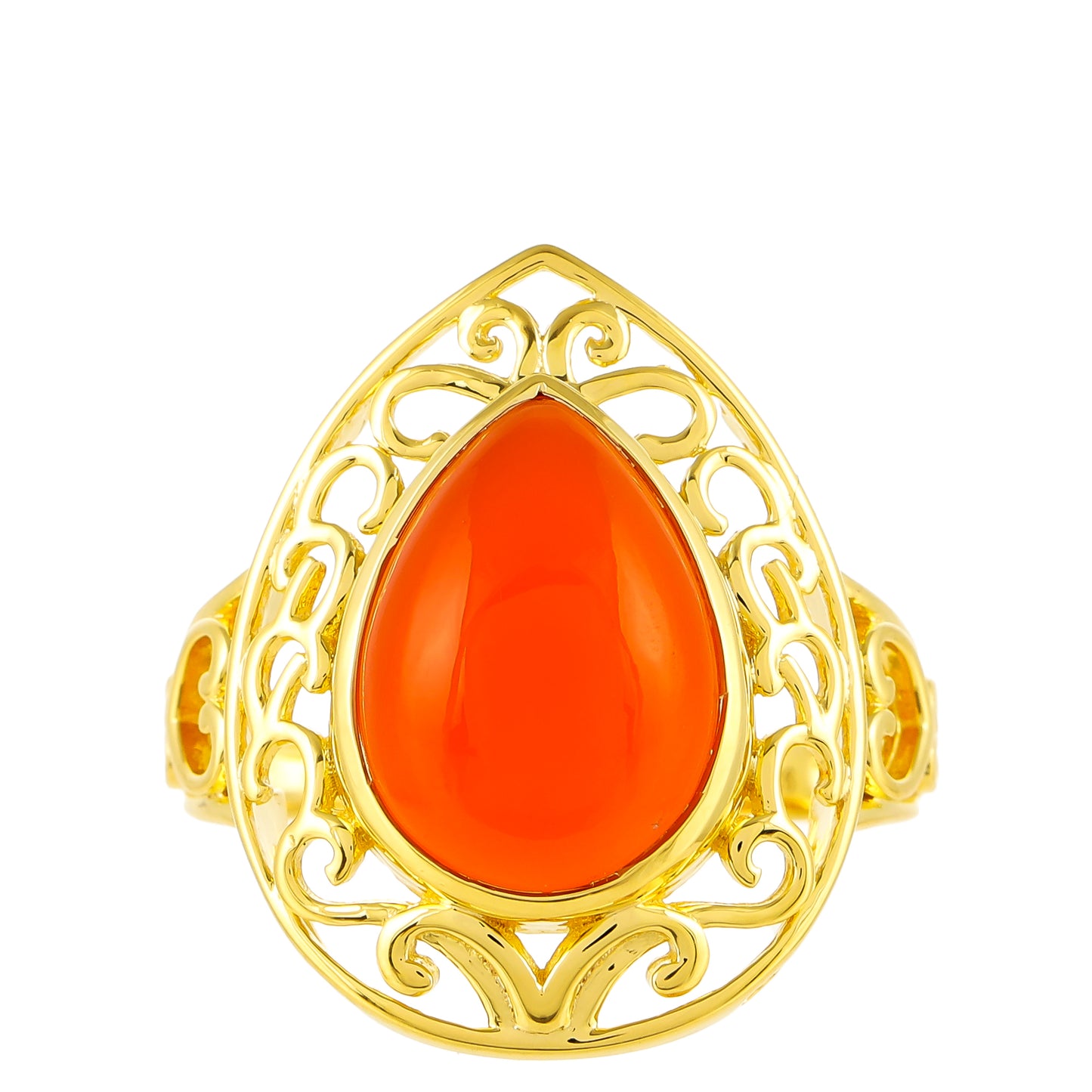 Anillo de Plata Bañada en Oro con Cornalina