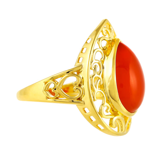 Anillo de Plata Bañada en Oro con Cornalina