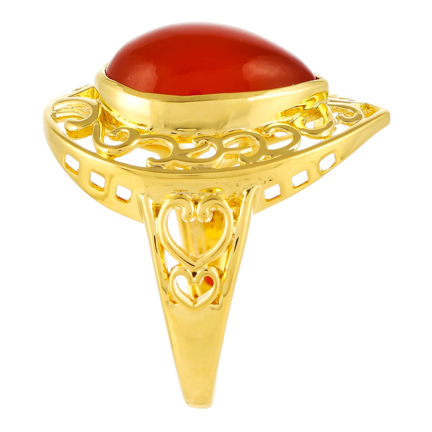 Anillo de Plata Bañada en Oro con Cornalina