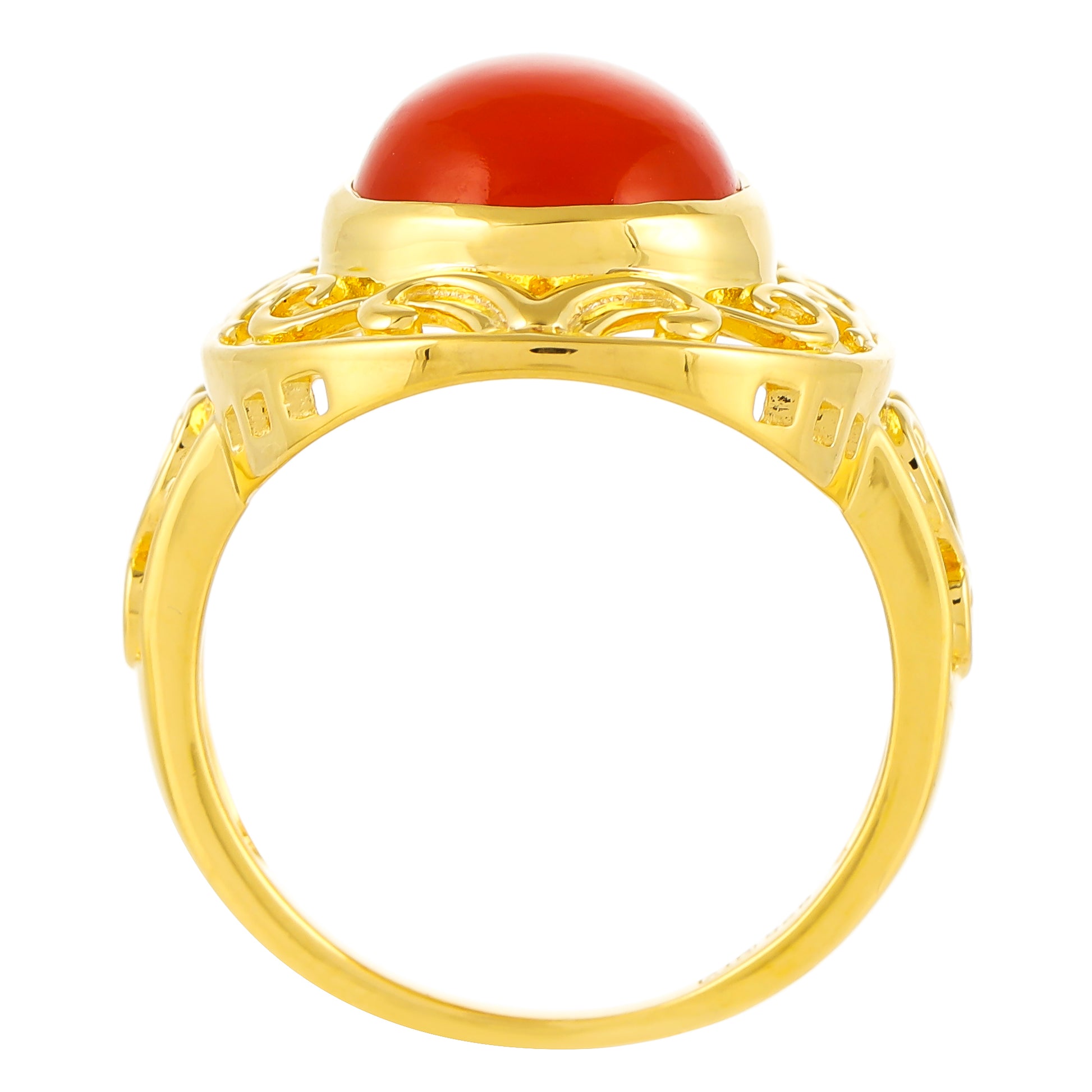 Anillo de Plata Bañada en Oro con Cornalina 4 