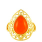 Anillo de Plata Bañada en Oro con Cornalina