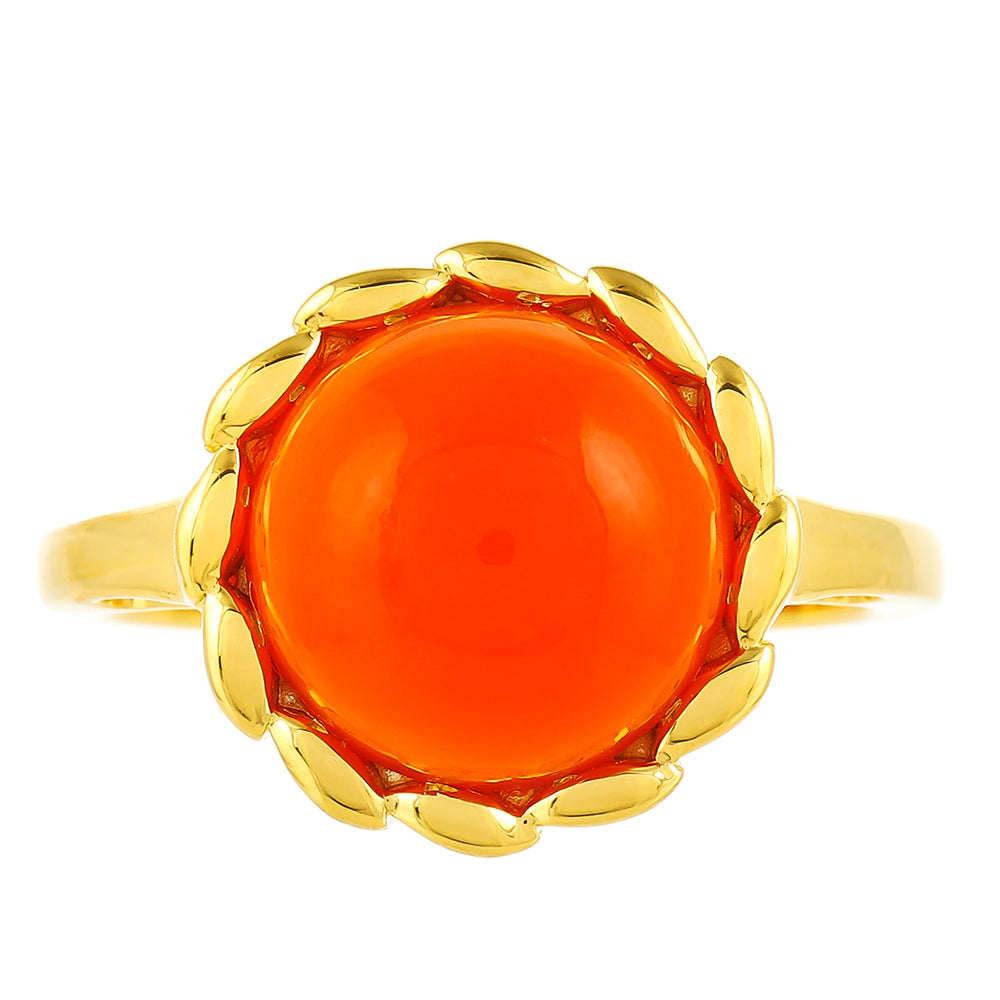 Anillo de Plata Bañada en Oro con Cornalina 1 