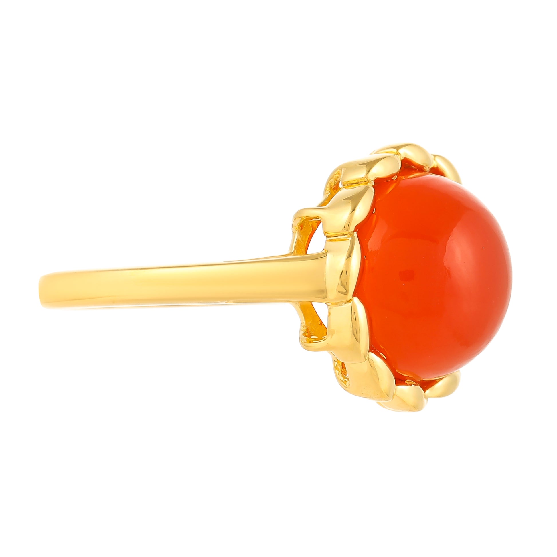 Anillo de Plata Bañada en Oro con Cornalina 2 