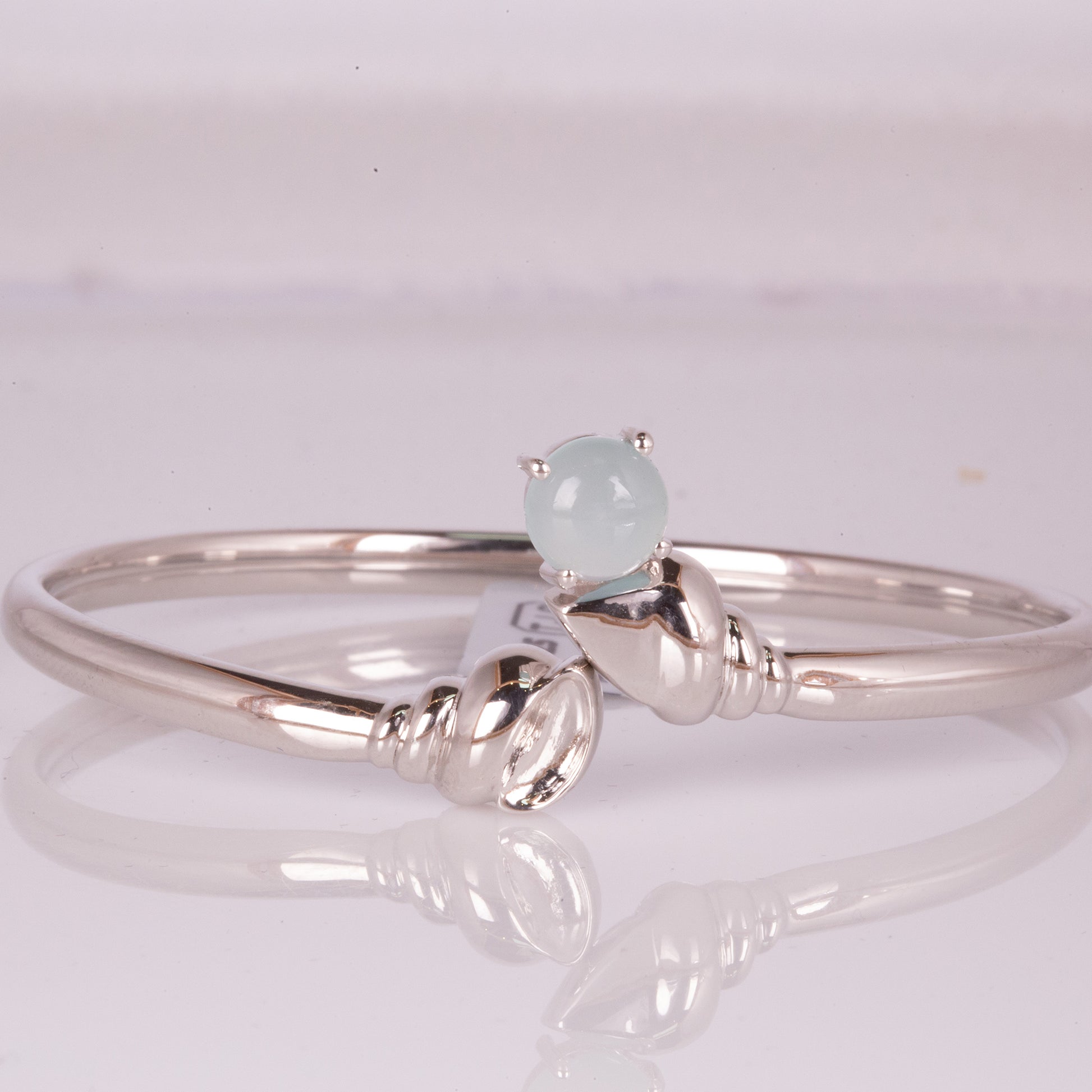 Brazalete de Plata con Calcedonia Verde Del Mar De Zambia 1 