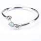 Brazalete de Plata con Calcedonia Verde Del Mar De Zambia
