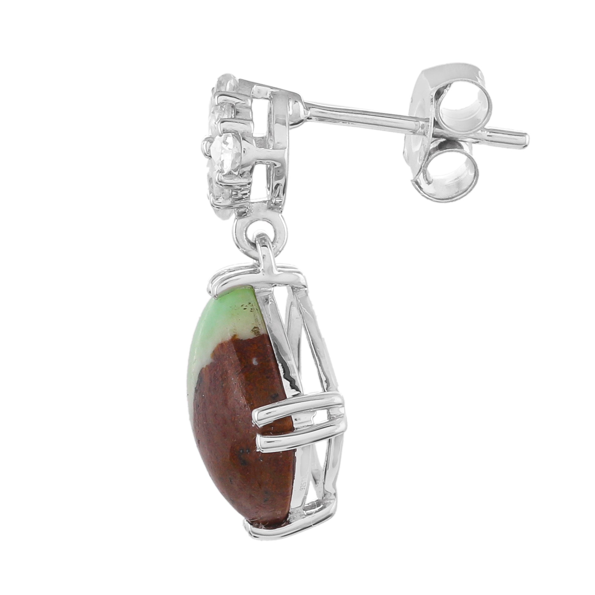 Pendientes de Plata con Crisoprasa y Zircón natural 2 