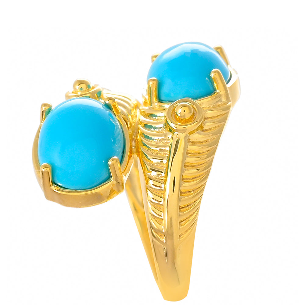 Anillo de Plata Bañada en Oro con Turquesa Bella Durmiente