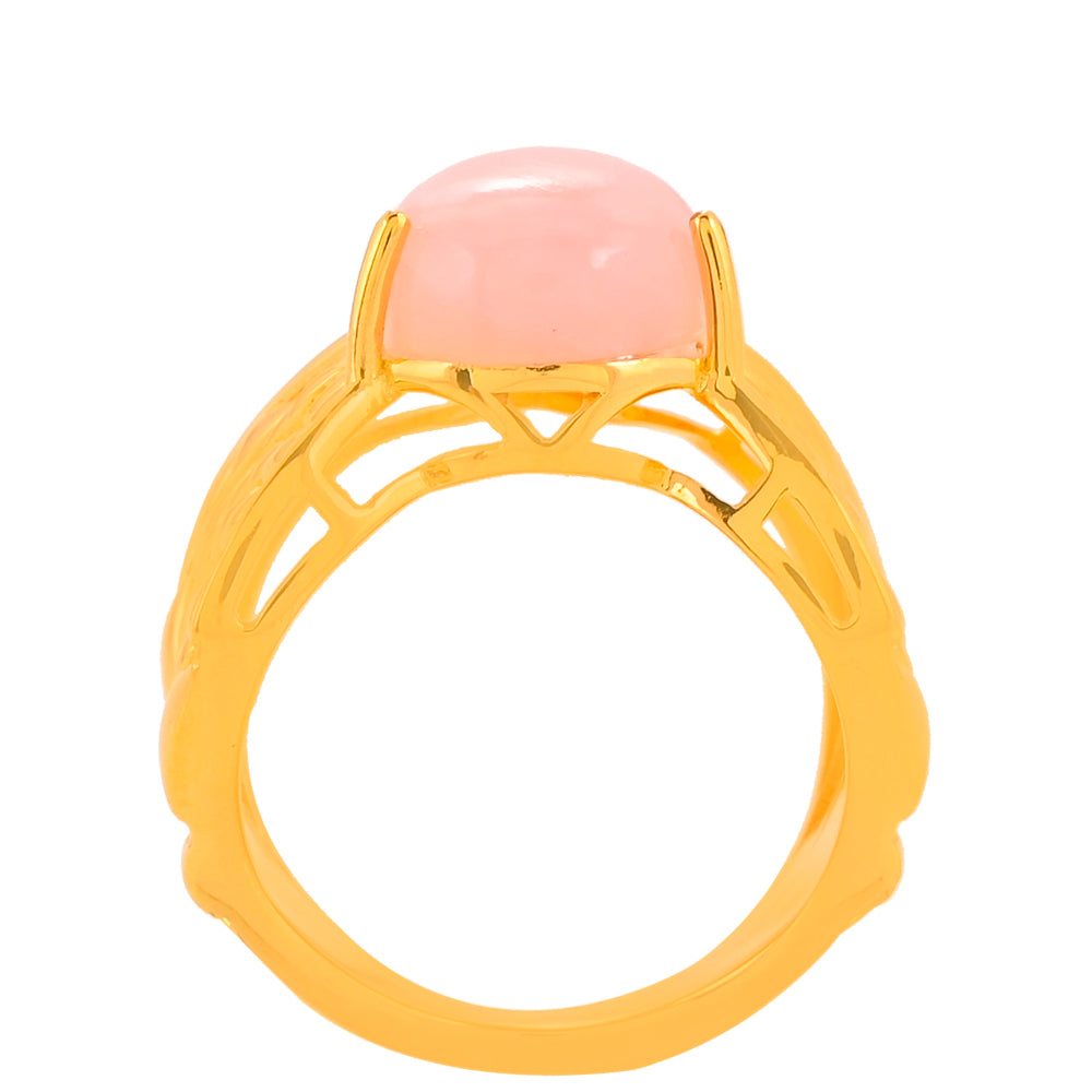 Anillo de Plata Bañada en Oro con Ópalo rosa 4 