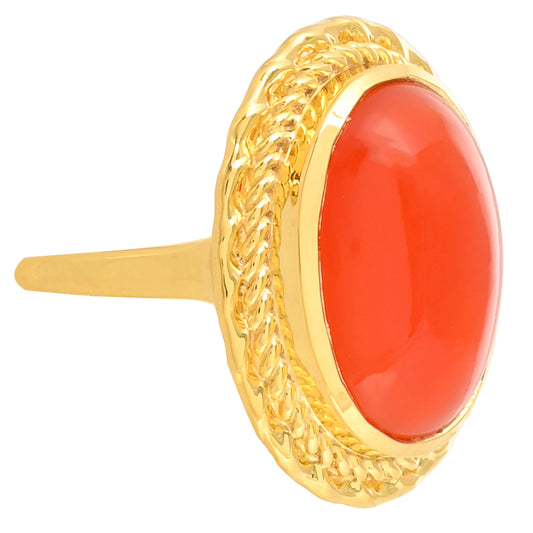 Anillo de Plata Bañada en Oro con Cornalina