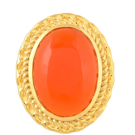 Anillo de Plata Bañada en Oro con Cornalina