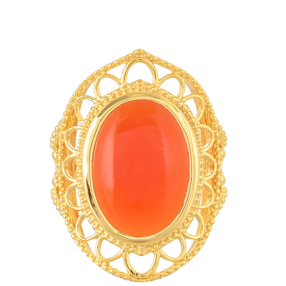 Anillo de Plata Bañada en Oro con Cornalina 1 