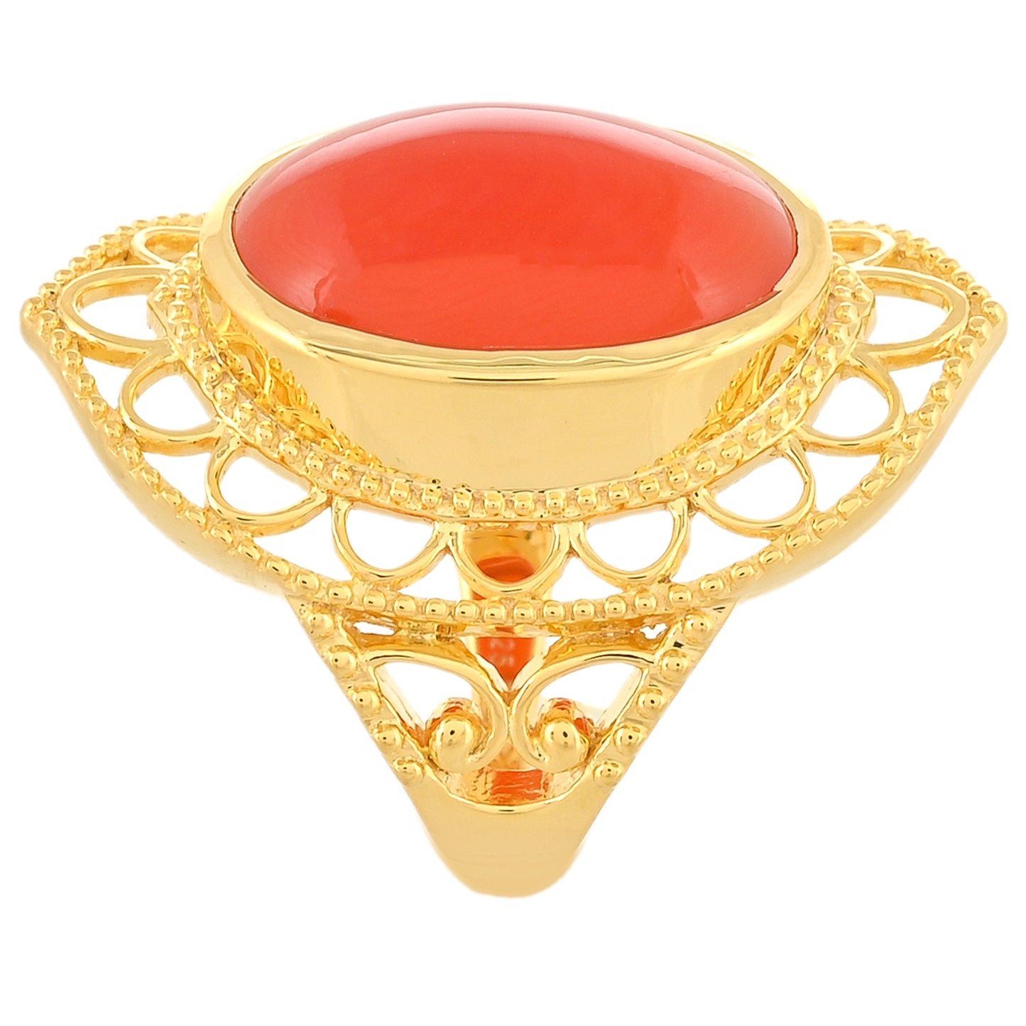 Anillo de Plata Bañada en Oro con Cornalina