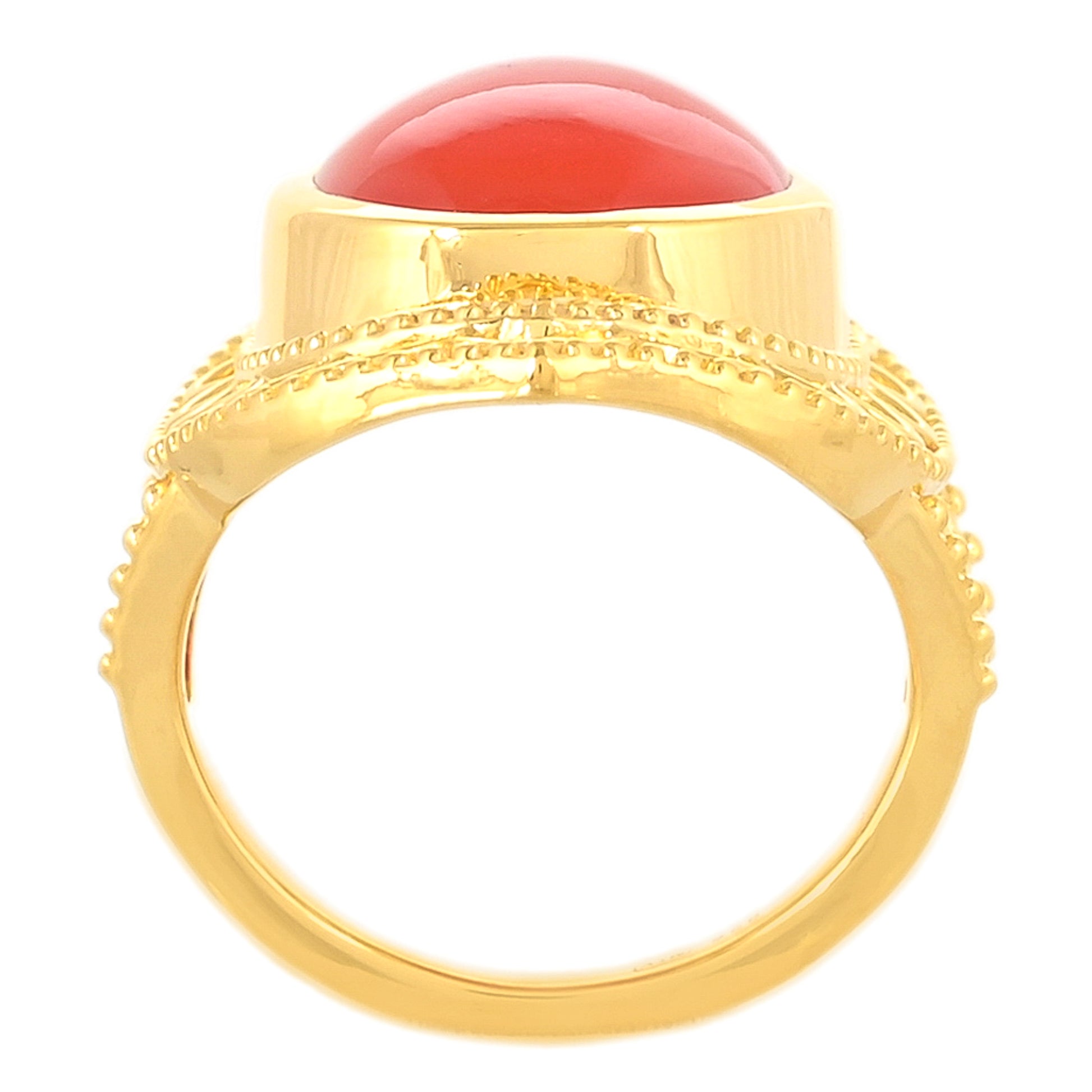 Anillo de Plata Bañada en Oro con Cornalina 4 
