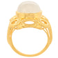 Anillo de Plata Bañada en Oro con Piedra Lunar Arco Iris
