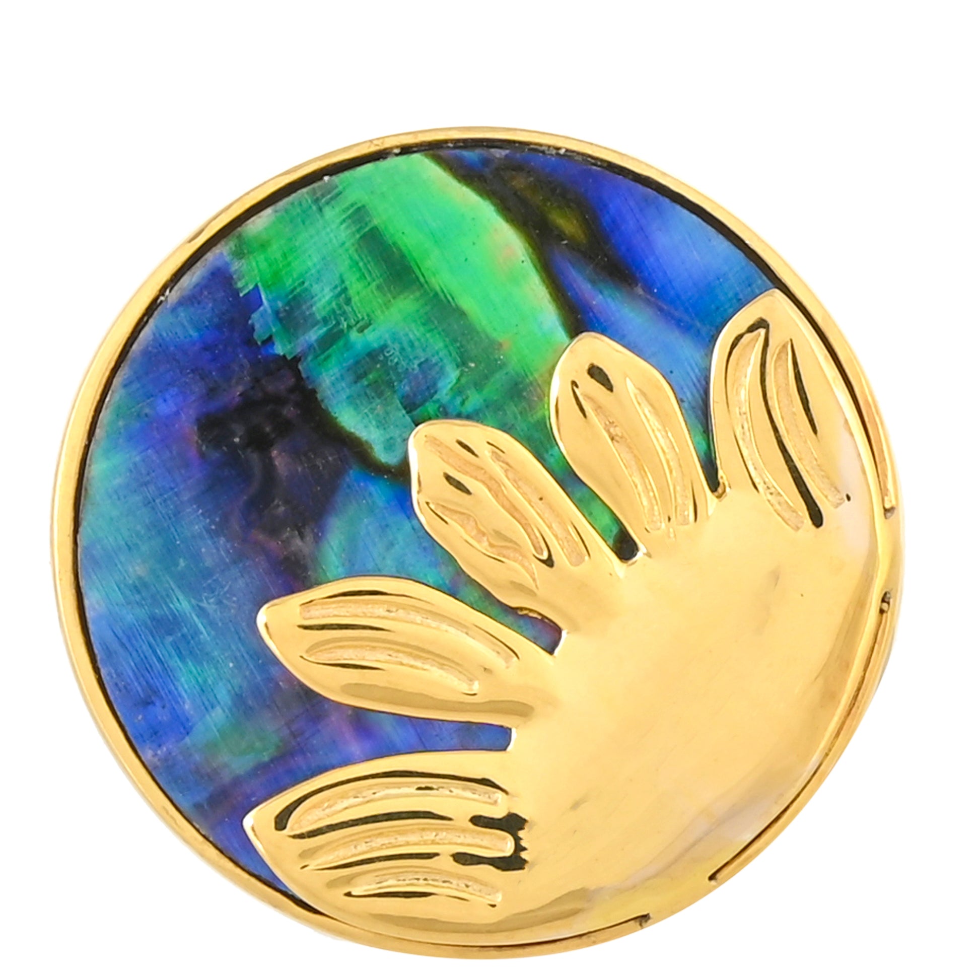 Anillo de Plata Bañada en Oro con Concha de abulón 1 