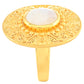 Anillo de Plata Bañada en Oro con Piedra Lunar Arco Iris