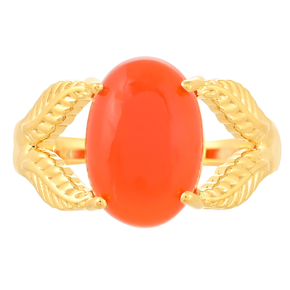 Anillo de Plata Bañada en Oro con Cornalina