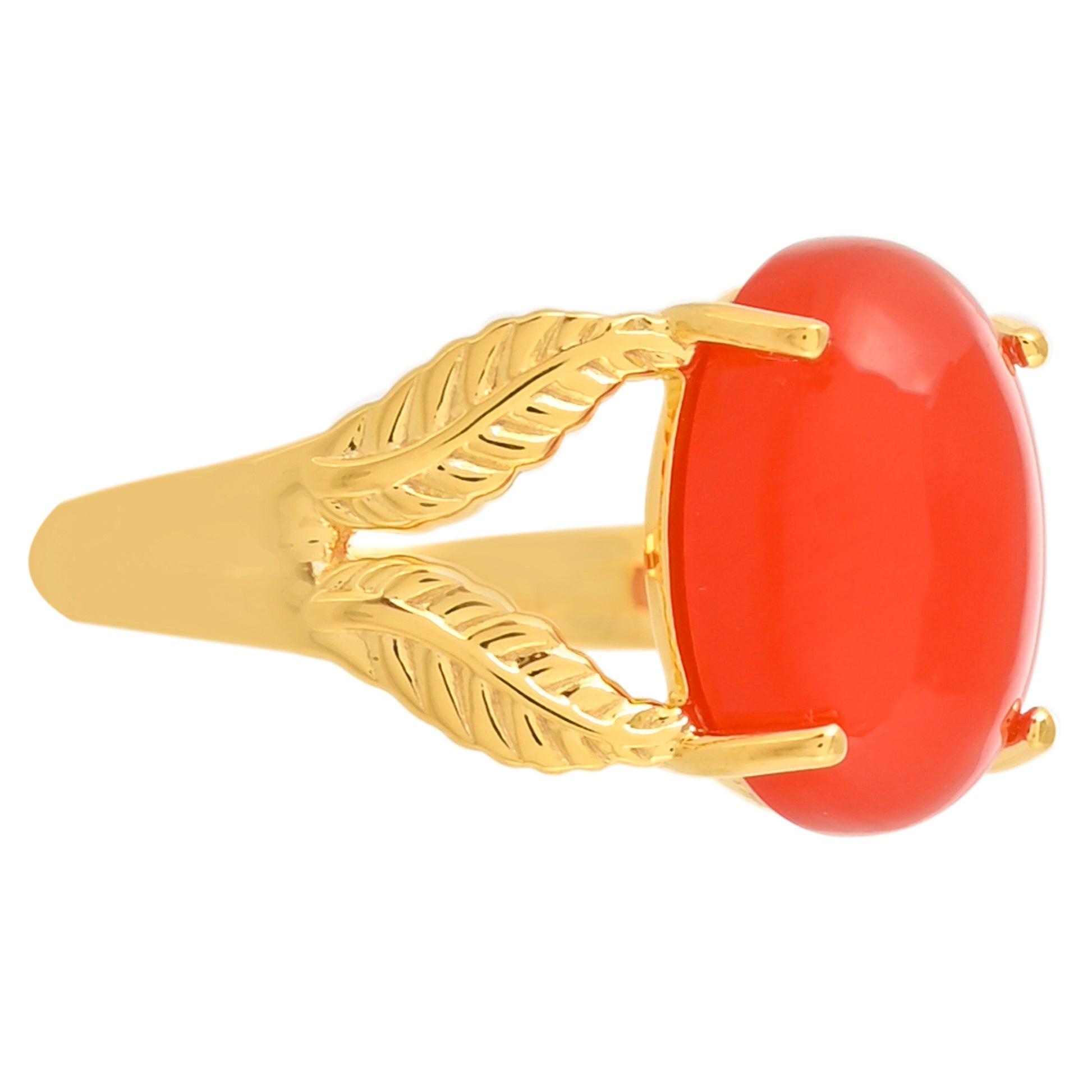 Anillo de Plata Bañada en Oro con Cornalina 2 