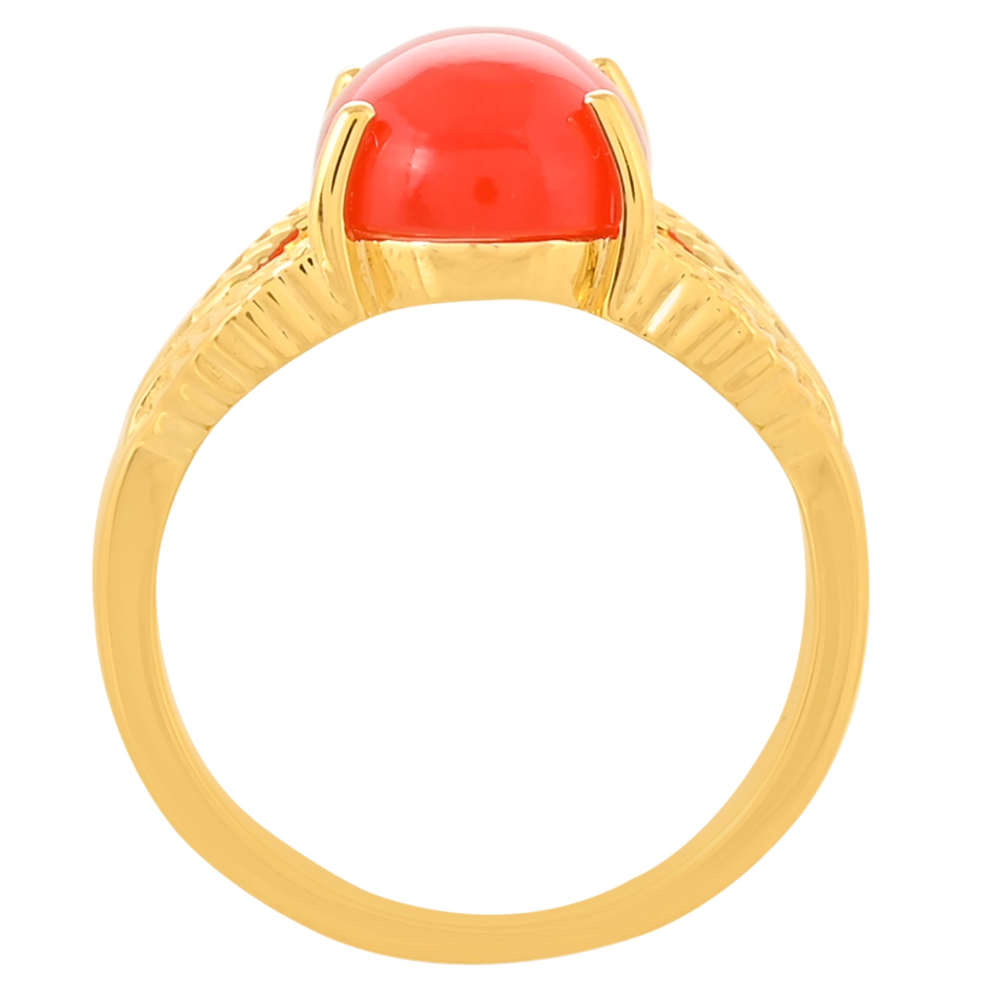 Anillo de Plata Bañada en Oro con Cornalina 4 