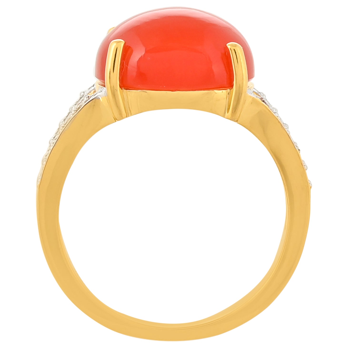 Anillo de Plata Bañada en Oro con Cornalina y Topacio Blanco