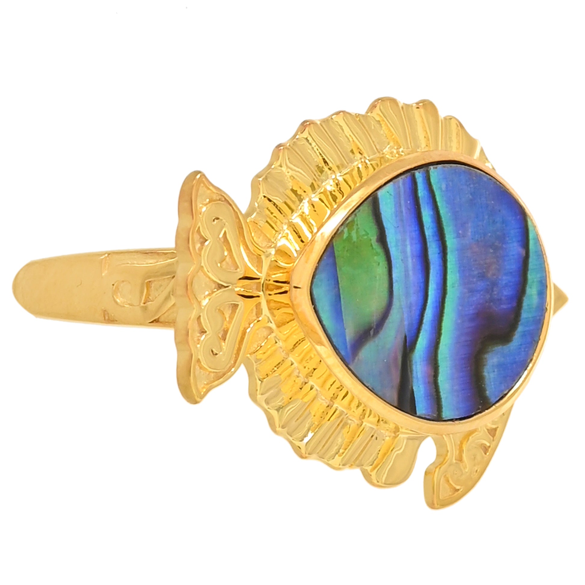Anillo de Plata Bañada en Oro con Concha de abulón 2 
