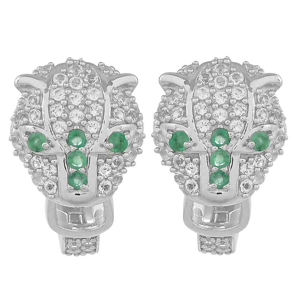 Pendientes de Plata con Esmeralda de Brasil y Topacio Blanco