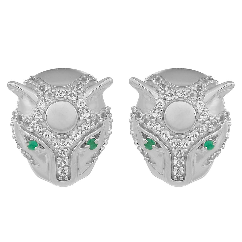 Pendientes de Plata con Esmeralda de Brasil y Topacio Blanco 1 