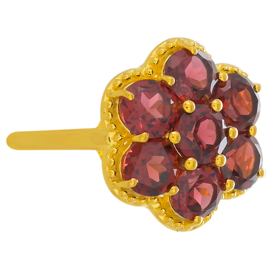 Anillo de Plata Bañada en Oro con Granate Rodolita