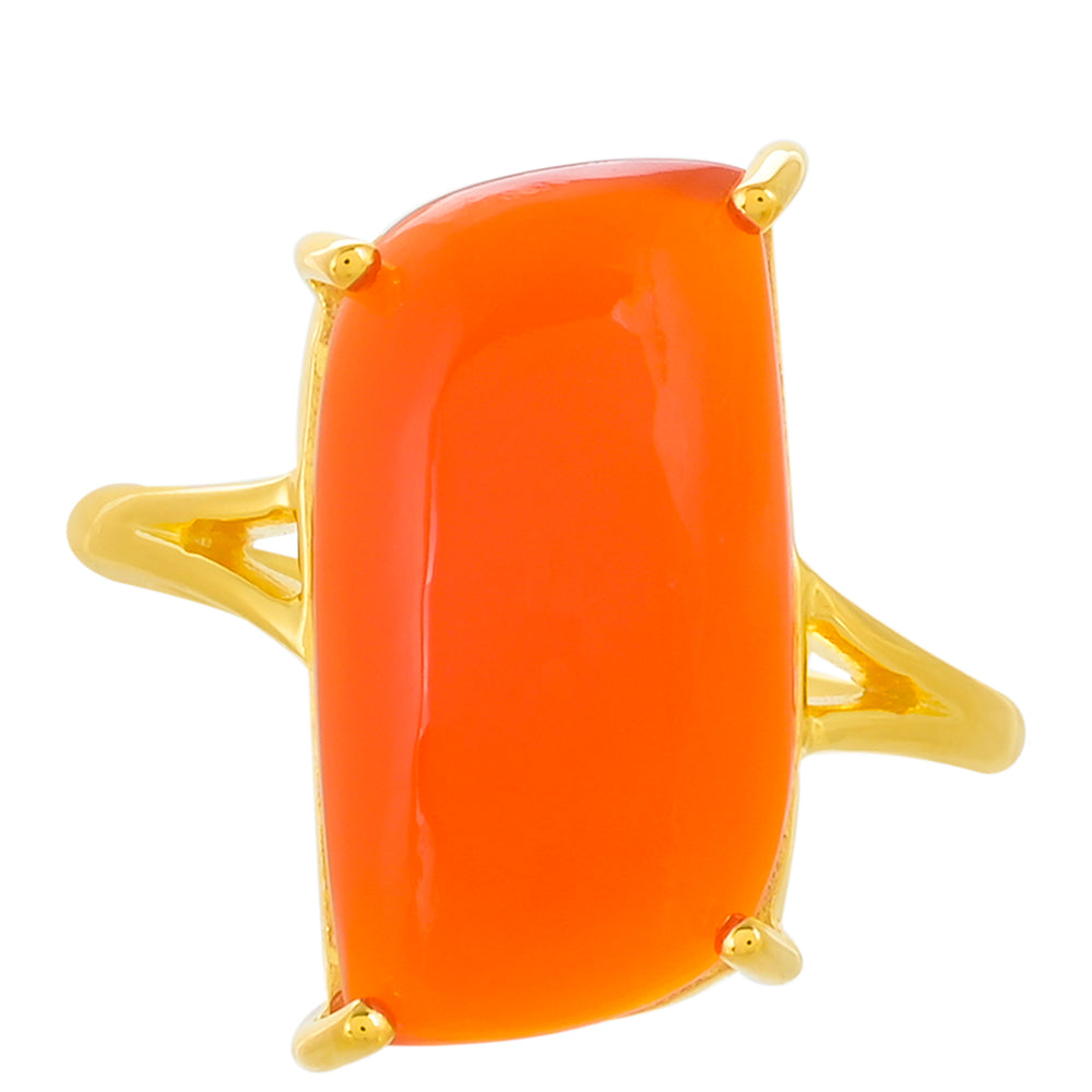 Anillo de Plata Bañada en Oro con Cornalina 1 